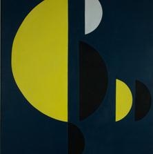 <span style='display:none;'>Jo Delahaut. Jaune-noir-bleu (1951). Huile sur toile, 116 x 89 cm. Collection privée.</span>