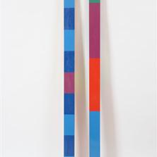 <span style='display:none;'>Jo Delahaut. Poteaux (ca. 1973) Peinture sur aluminium, 200 x 10 cm. Collection privée.</span>